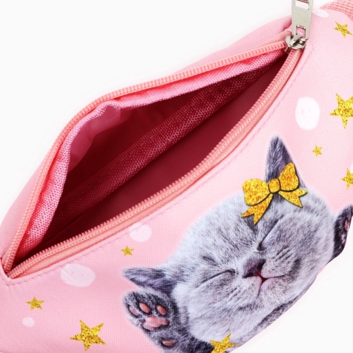 Сумка поясная детская &laquo;Миленький котик&raquo;, 20 х 10 х 6 см