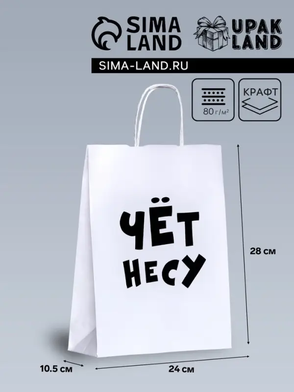 Пакет подарочный бумажный &laquo;Чёт несу&raquo;, 24&times;14&times;28 см