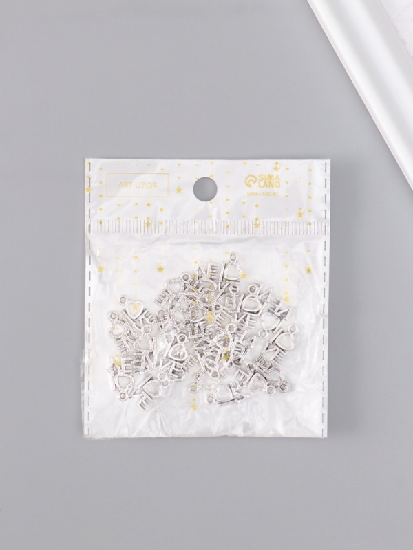 Декор для творчества металл "Love с сердечком" серебро набор 30 шт 1,4х0,8 см