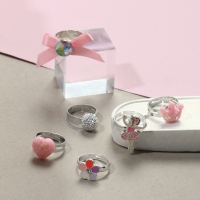 Кольца детские "Выбражулька" набор 6шт,балерина ассорти форма, цвет МИКС, б-р Кольца детские "Выбражулька" набор 6шт,балерина ассорти форма, цвет МИКС, б-р