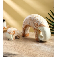 Сувенирный набор "Слониха со слоненком" дерево Албезия, 24х5х18 см, бело-коричневый