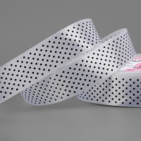 Лента атласная &laquo;Горошек&raquo;, 25 мм &times; 23 &plusmn; 1 м, цвет белый №001