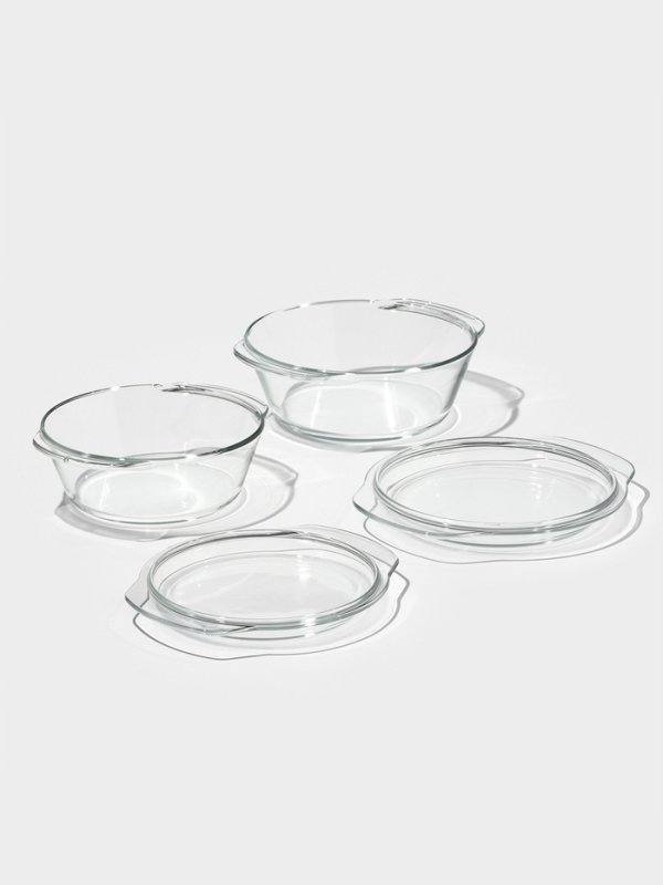 Набор кастрюль из жаропрочного стекла для запекания Доляна &laquo;Гратен&raquo;, 2 предмета: 1 л, 1,5 л, с крышками