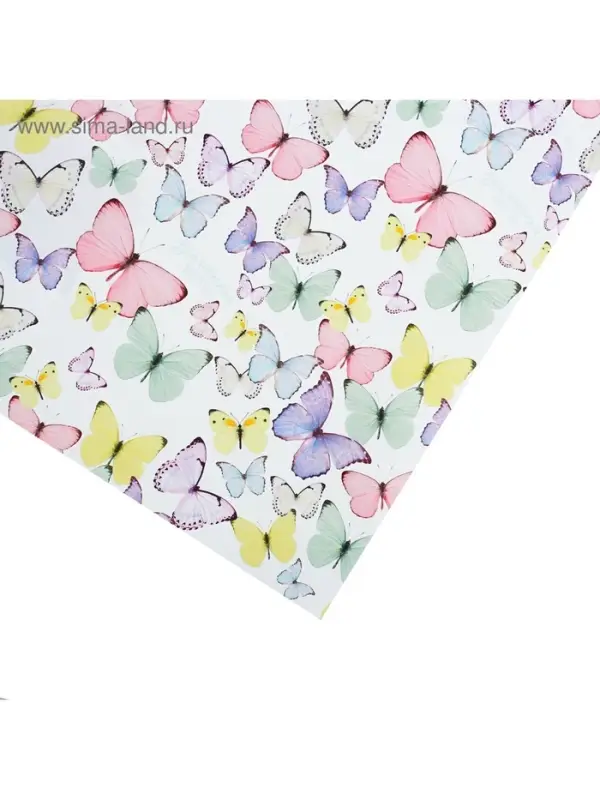 Бумага упаковочная глянцевая &laquo;Светлые бабочки&raquo;, 70 х 100 см