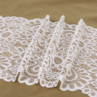 Кружевная эластичная ткань, 190 мм &times; 2,7 &plusmn; 0,5 м, цвет молочный
