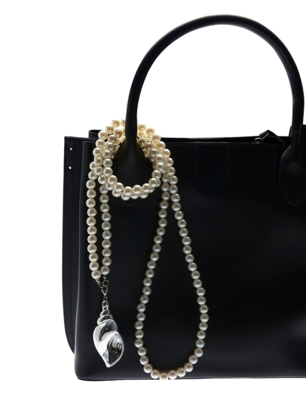 Портупея жемчужная с кулоном &laquo;Ракушка&raquo;, 129 см, белая в серебре