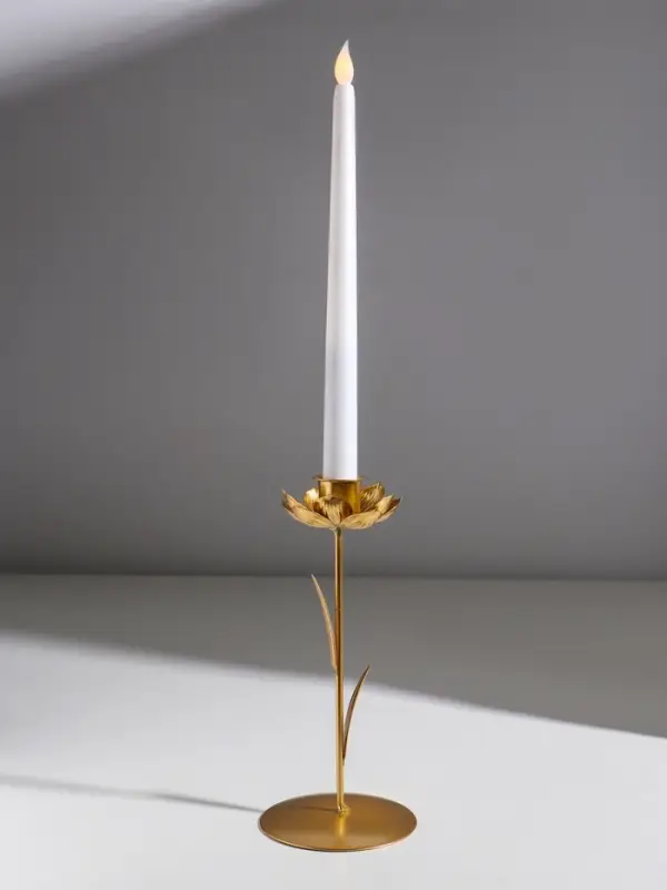 Подсвечник металл на 1 свечу "Жасмин" золото d=2,5 см 9х9х20,5 см