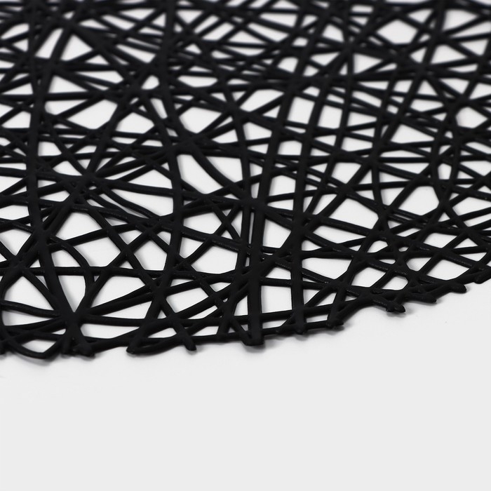 Салфетки сервировочные на стол Доляна &laquo;Паутинка&raquo;, d=38 см, 4 шт, чёрные