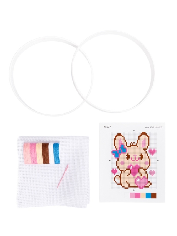 Набор для творчества. Вышивка "Зайчишка с сердечком" (с пяльцами) 05621