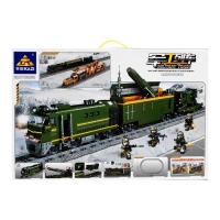 Конструктор ЖД &laquo;Военный Поезд&raquo;, работает от батареек, 1174 детали