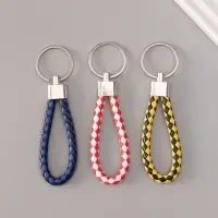 Брелок металл кожзам "Ремешок плетёнка" МИКС 8 см