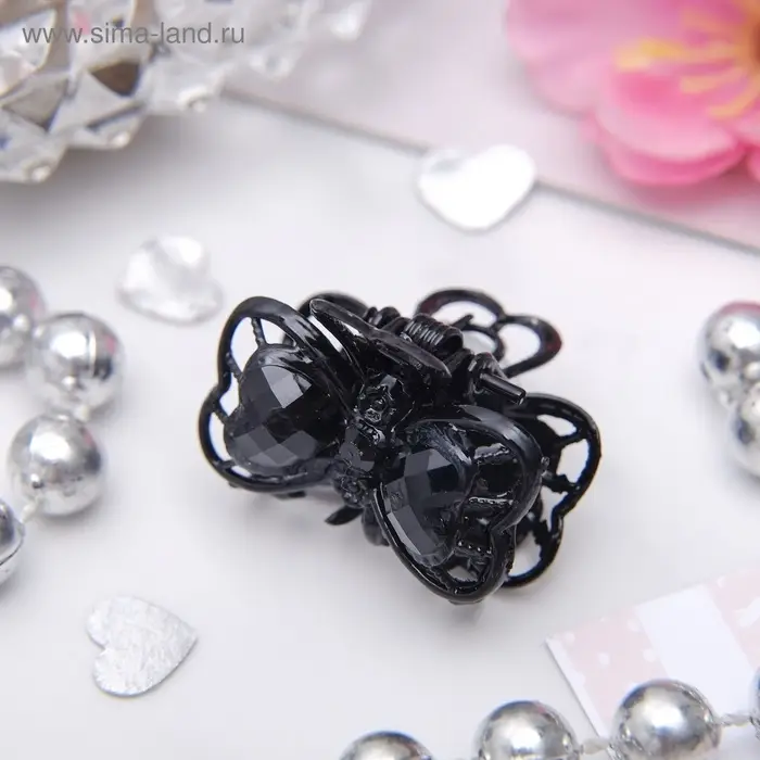 Крабик для волос &laquo;Чёрные кружева&raquo;, бантик, 2.7 см, чёрный