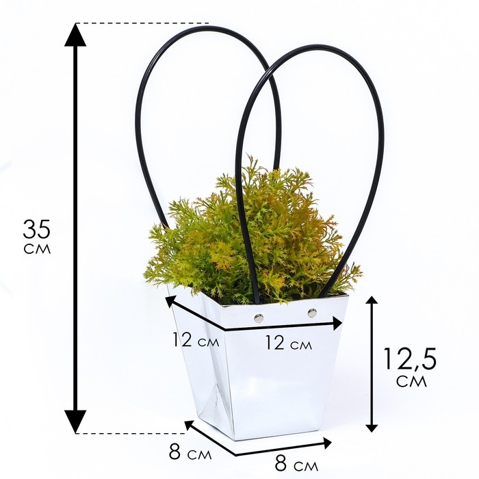 Сумка для цветов &laquo;Серебро&raquo;, влагостойкая, 12 x 12 - 8 x 8 - 12,5 см