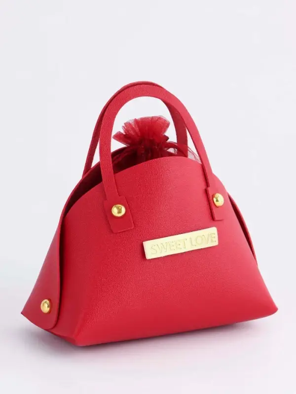 Кожанная подарочная сумочка 14 х 6,5 х 12,8 см красная