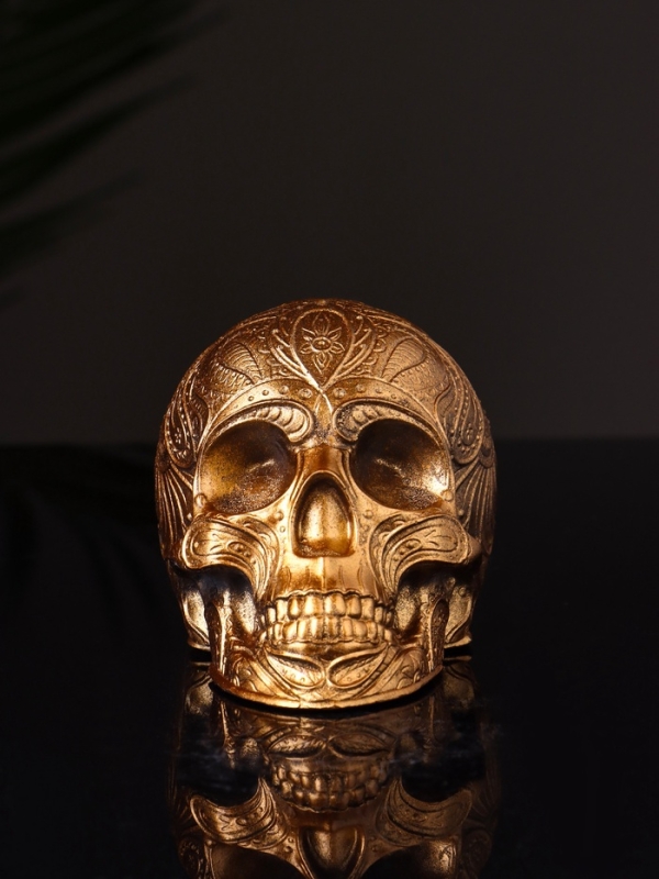 Фигура "Череп с орнаментом" 6х5х5 см, бронза