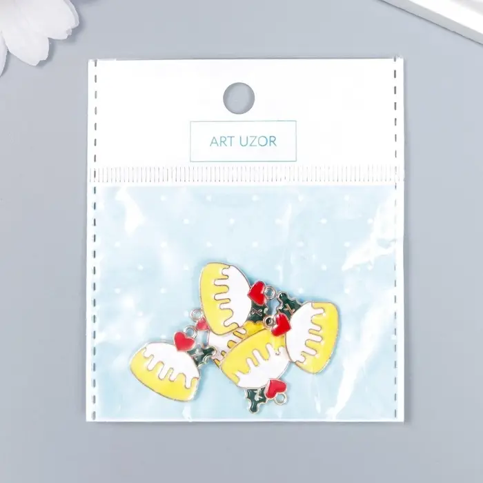 Металлический элемент, декоративная подвеска &laquo;Арт Узор. Кекс с сердечком&raquo;, эмаль, 2&times;2 см