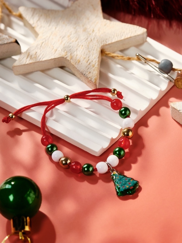 Браслет детский «Выбражулька» на затяжке, бусины, элемент ёлка, разноцветный Браслет детский «Выбражулька» на затяжке, бусины, элемент ёлка, разноцветный