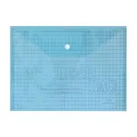 Папка-конверт на кнопке, А4, 80 мкм, "Клетка", тонированная, синяя