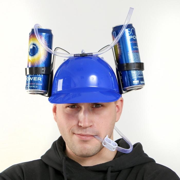 Карнавальная каска с отверстиями под банки, цвет синий Карнавальная каска с отверстиями под банки, цвет синий