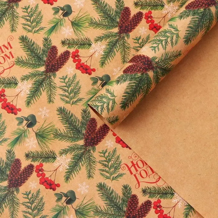 Бумага упаковочная крафтовая &laquo;Зимние истории&raquo;, 50&times;70 см