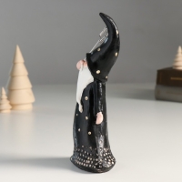 Сувенир полистоун держатель д/записок "Дед Мороз в чёрном наряде в горох" 8,1х5,3х18,2 см