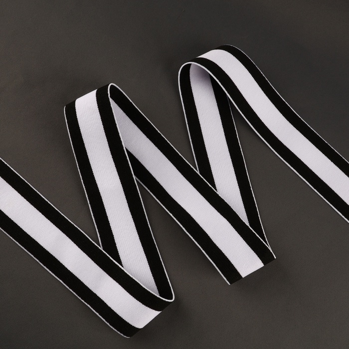 Резинка тканая, мягкая, 40 мм, 4,5 &plusmn; 1 м, цвет чёрный/белый