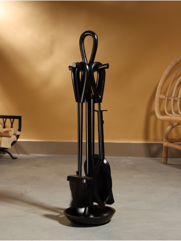 Каминный набор "Кочегар" сталь, 4 предмета, 17х17х63 см