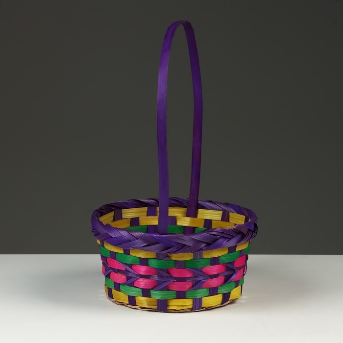 Корзина плетеная, D19 х 10/32 см, разноцветная, бамбук