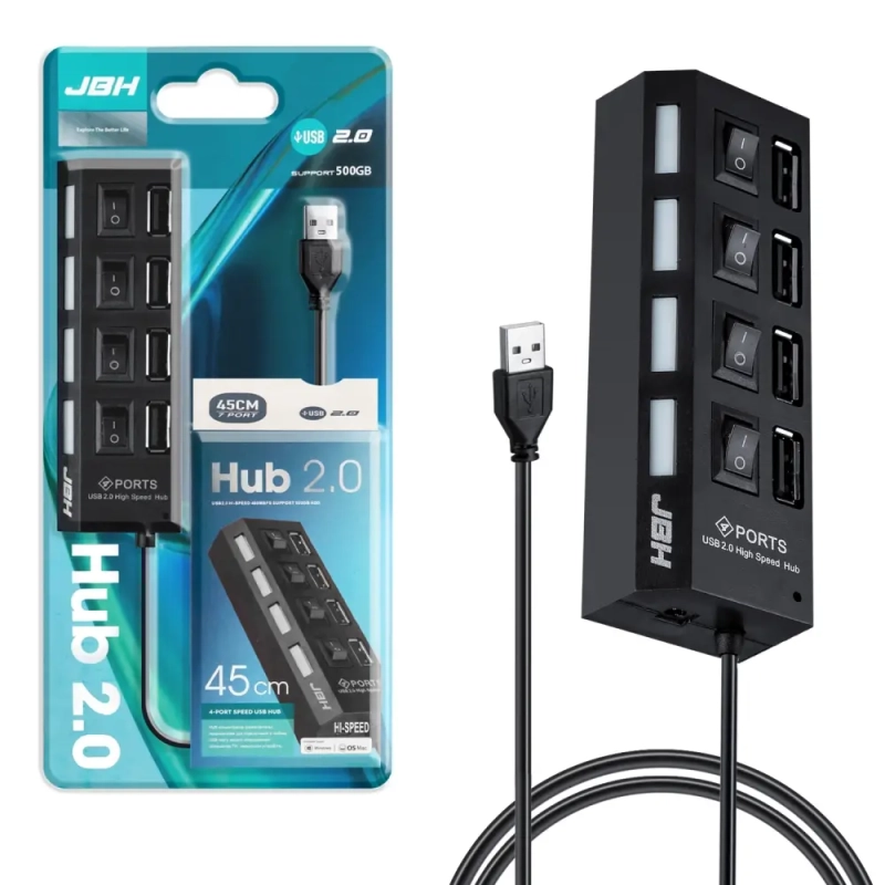 HUB USB на 4 USB 1.1 с выключателем H-05 JBH