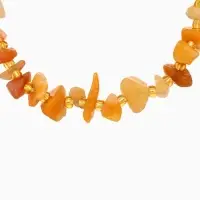 Браслет, длина 16 см, цв. янтарный, золотой