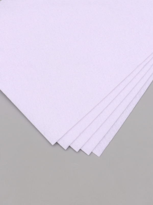 Фетр мягкий 1.5 мм "Белый" набор 5 листов 20х30 см