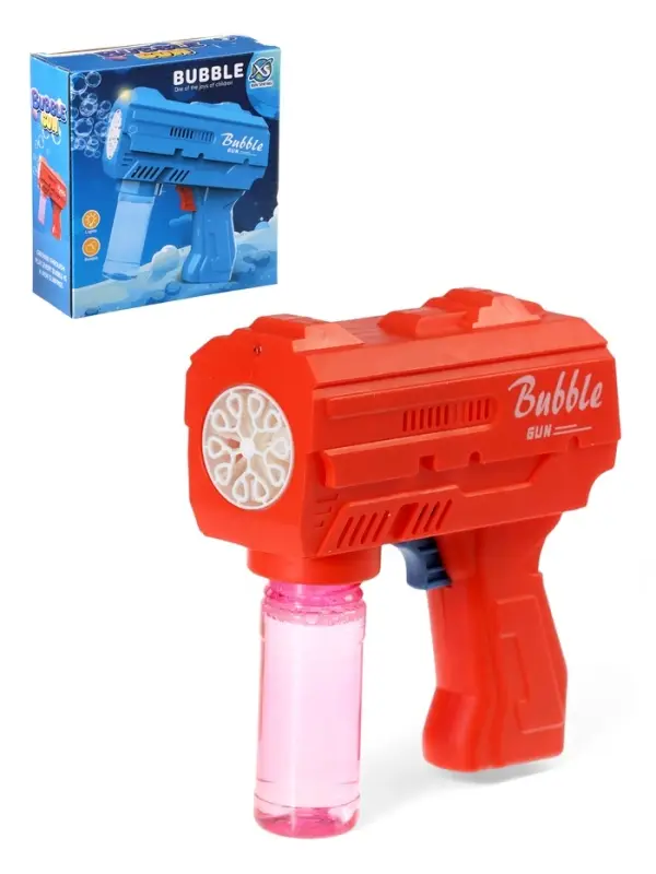 Генератор мыльных пузырей &laquo;Пистолет&raquo;, световые эффекты, работает от батареек, красный