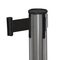 Стойка ограждения сер с вытяжной лентой-180см ЧЕРНОЙ,высота-90см,d- 6см,напольный d-32см Стойка ограждения сер с вытяжной лентой-180см ЧЕРНОЙ,высота-90см,d- 6см,напольный d-32см