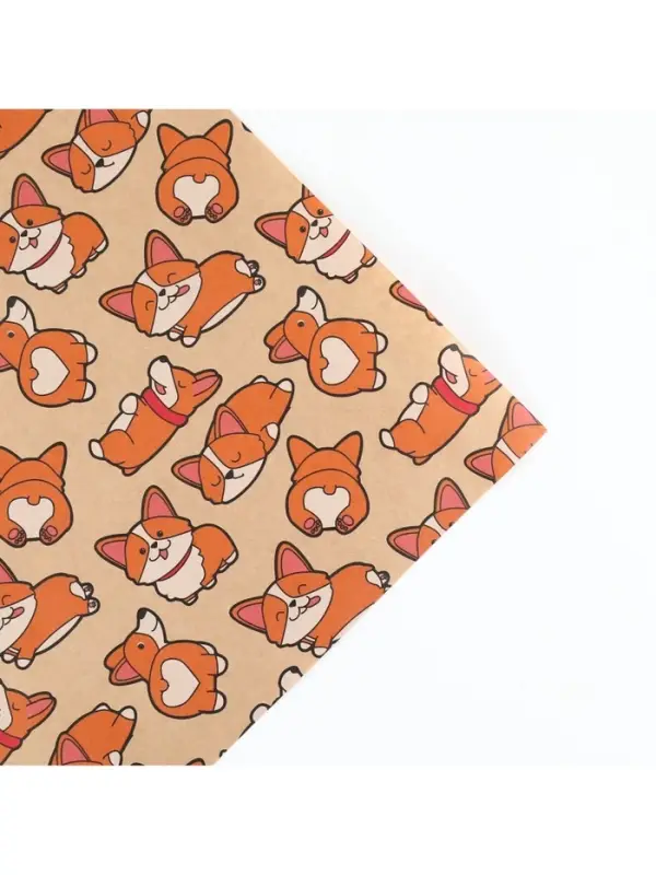 Бумага упаковочная крафтовая &laquo;Корги&raquo;, 70 х 100 см