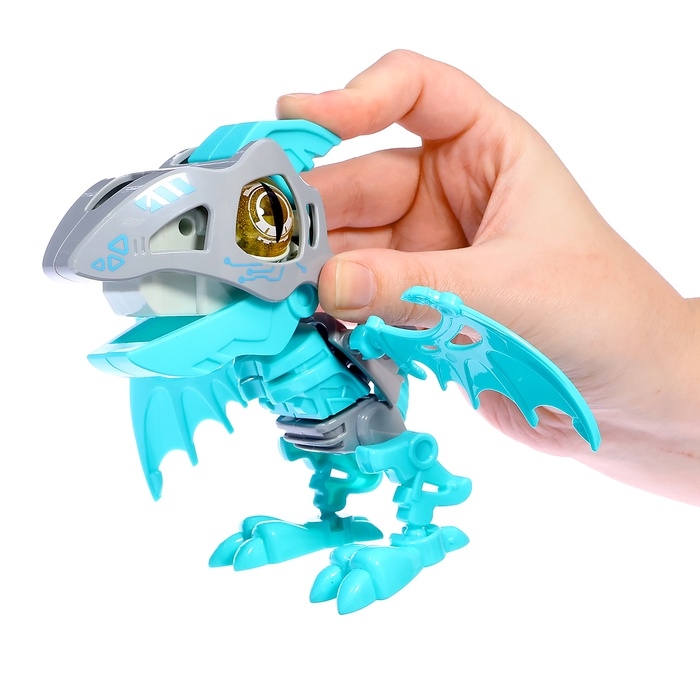 Электронный конструктор динозавр &laquo;Динобот&raquo;, со звуком и подсветкой, на батарейках, цвет МИКС