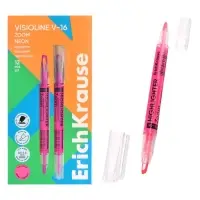 Маркер текстовыделитель 0.5-3.5 мм ErichKrause Visioline V-16 Zoom Neon, двухсторонний, розовый неон, чернила на водной основе