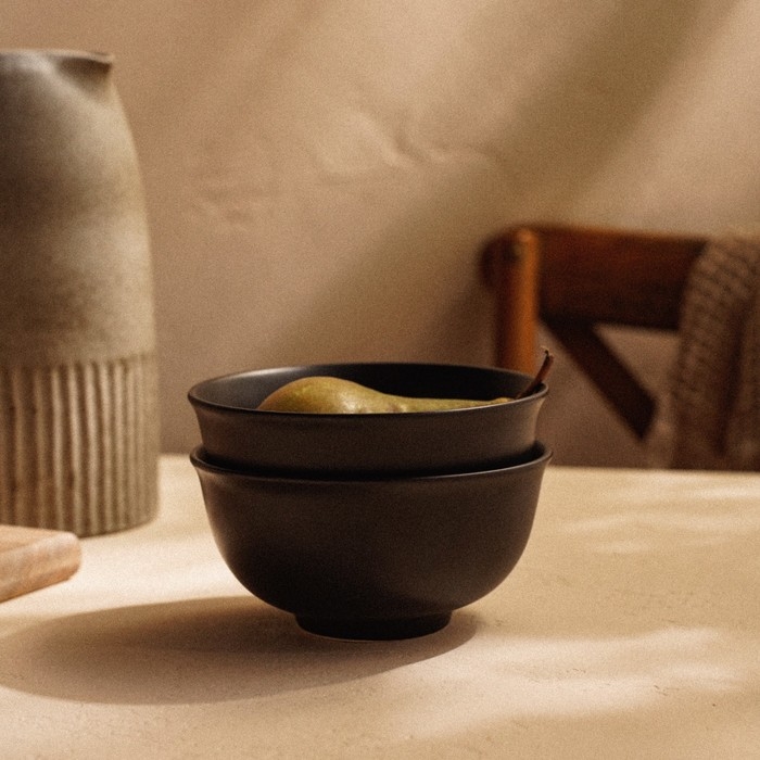 Набор салатников фарфоровых SL Home &laquo;Дарк&raquo;, 750 мл, d=15 см, цвет чёрный