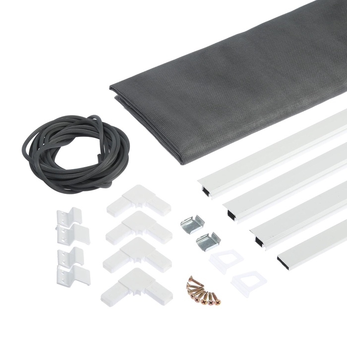 Москитная сетка на окна ТУНДРА для сам. сборки, до 2 м, сетка 2.15&times;1.4 м, профиль 3&times;2 м, белый