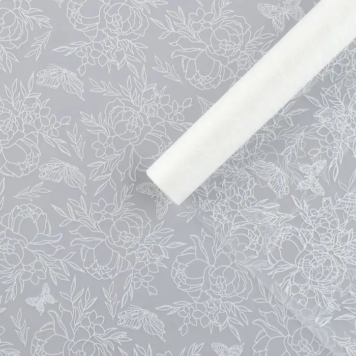 Плёнка для цветов упаковочная матовая &laquo;Контурные цветы&raquo; 0.7 х 8 м, 40 мкм