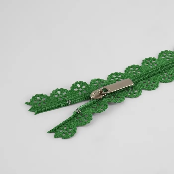 Молния &laquo;Спираль&raquo;, №3, неразъёмная, ажурная, замок автомат, 50 см, зелёная