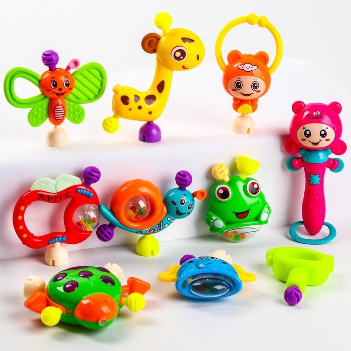 Набор погремушек Крошка Я &laquo;Собери меня&raquo;, 10 шт, яркие цвета