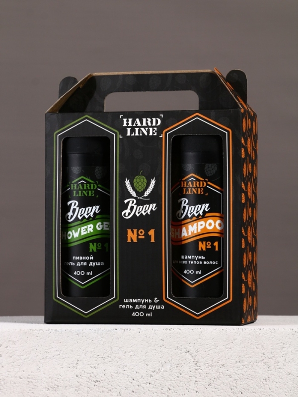 Подарочный набор косметики Beer, гель для душа и шампунь для волос HARD LINE, 2×400 Подарочный набор косметики Beer, гель для душа и шампунь для волос HARD LINE, 2×400