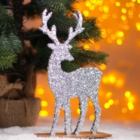 Декор &laquo;Яркий Олень&raquo; серебряный, 6 &times; 14 &times; 24 см