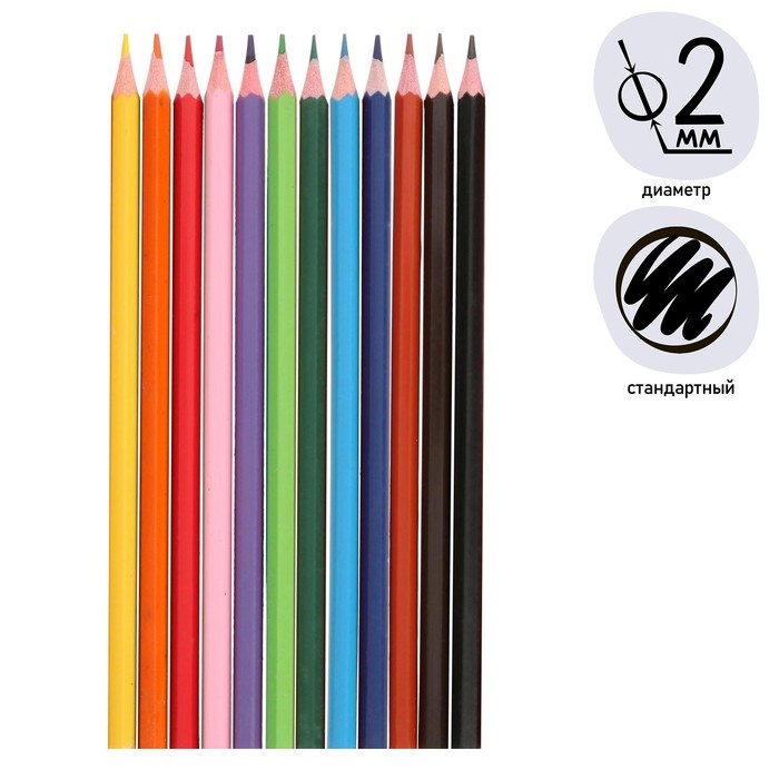 Карандаши 12 цветов Calligrata, ЭКОНОМ, заточенные, шестигранные, пластиковые, картонная упаковка, европодвес Карандаши 12 цветов Calligrata, ЭКОНОМ, заточенные, шестигранные, пластиковые, картонная упаковка, европодвес