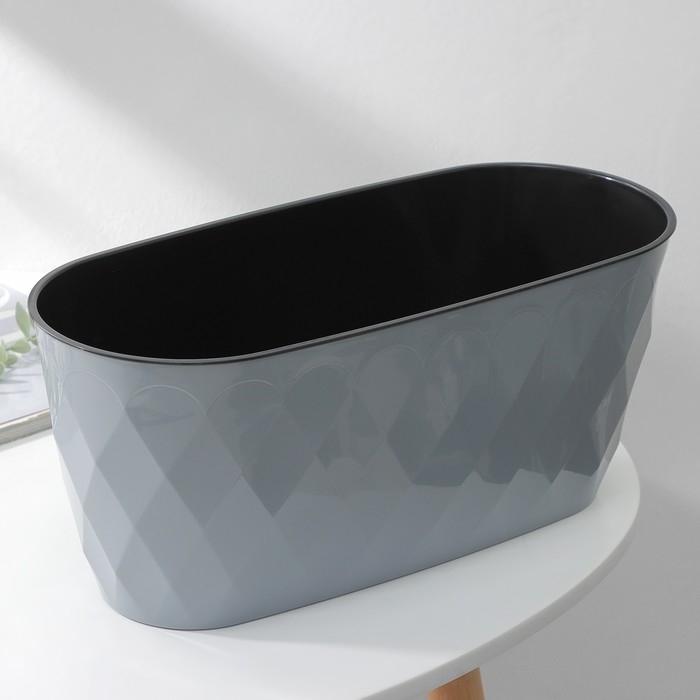 Кашпо для цветов со вставкой Laurel, 5 л, 35,4×15,2×15 см, серое Кашпо для цветов со вставкой Laurel, 5 л, 35,4×15,2×15 см, серое