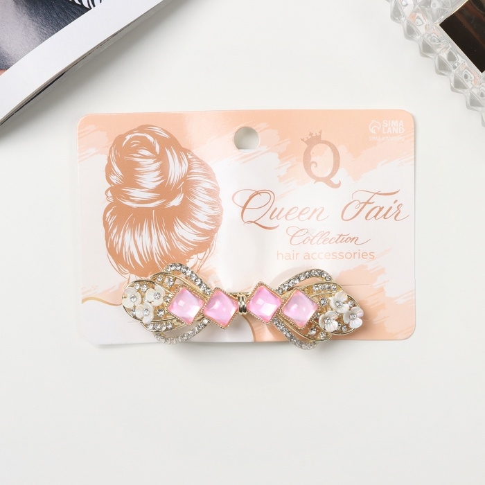 Заколка-автомат для волос "Розмари" бант, 7 см, золото