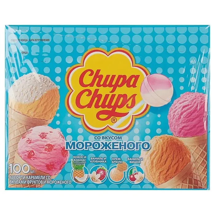 Карамель Chupa-Chups со вкусом мороженого, 12 г