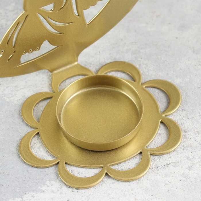 Новый год Подсвечник "Луна" металл на одну свечу, 7,1х10,8х14,7 см, золотой