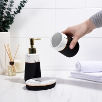 Набор аксессуаров для ванной комнаты SAVANNA Grace, 3 предмета (дозатор для мыла 290 мл, стакан, мыльница), цвет белый мрамор