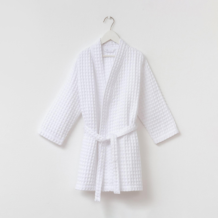 Халат вафельный детский Крошка Я "Boho" размер 32 (110-116 см) цвет белый, 100% хлопок 290 г/м2
